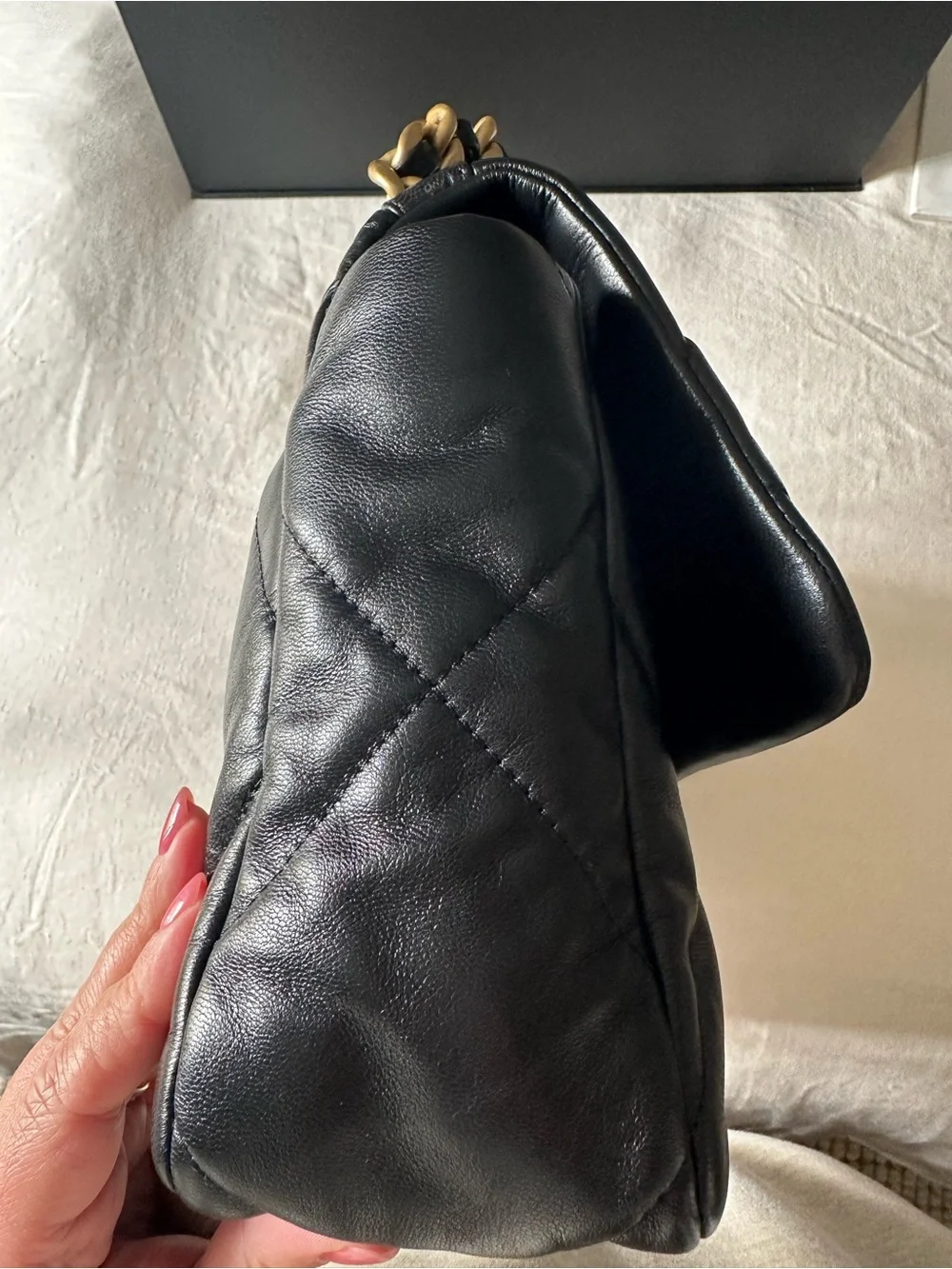 Chanel 19 Large Flap Bag – Black Shiny Lambskin